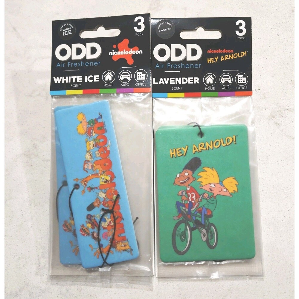 Odd Air Freshener Nickelodeon 2 Packs Of 3 Hey Arnold Lavender & White Ice NEW
